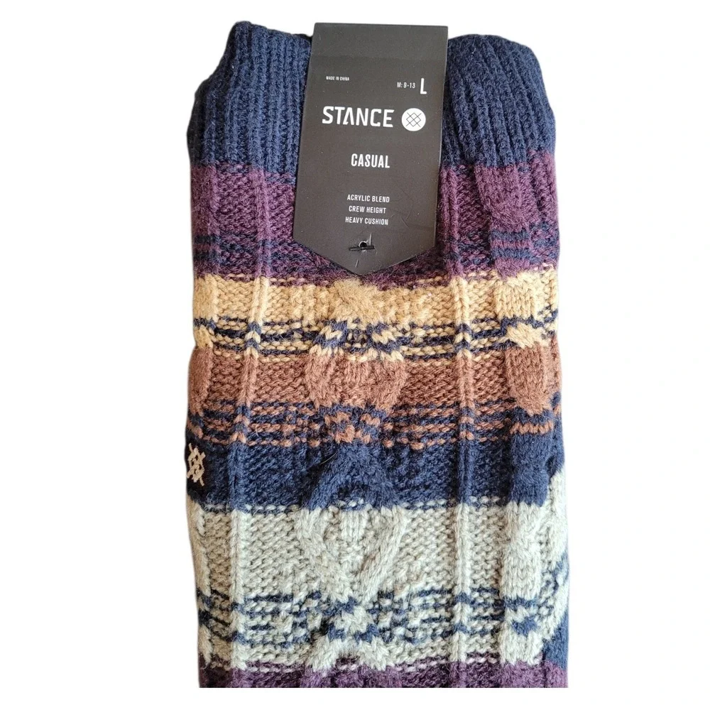 STANCE Burgundy Toast Heavy Cushion Crew Height Non Slip Socks Size L M: 9-13